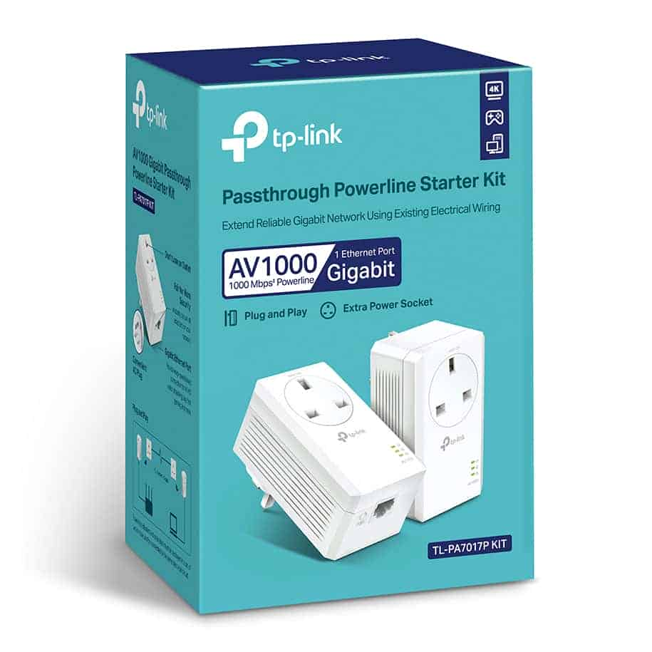 (image for) TPlink AV1000 Main Power Passthrough Gigabit Network Homeplug with GbE Lan Port